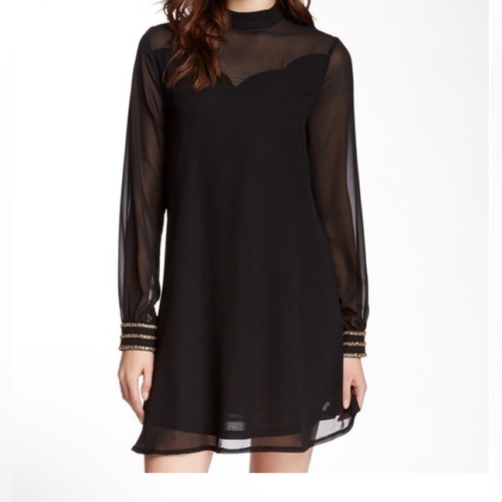 R+J Romeo And Juliet Couture Women's Sheer Black Knee Length Dress Size L